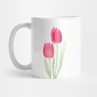 2 red tulips watercolor Mug